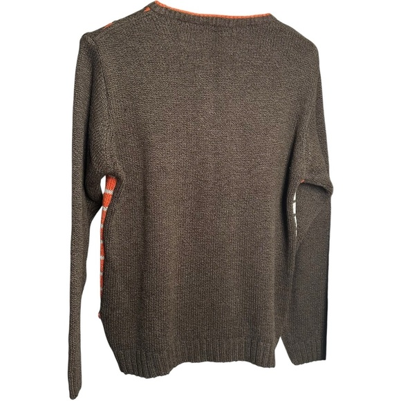 Deekay Oswal Men's Small Knit Sweater Color Block Geometric Stripes Orange - Picture 10 of 12